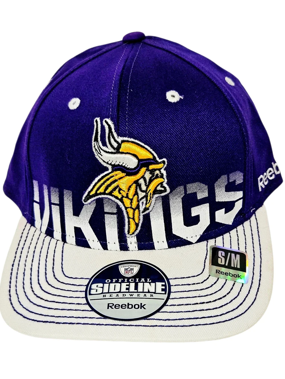 REEBOK NFL Equipment Minnesota Vikings Sideline Stretch Fit Hat S/M NWT Vintage
